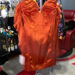 Beautiful, orange, puff sleeve dress